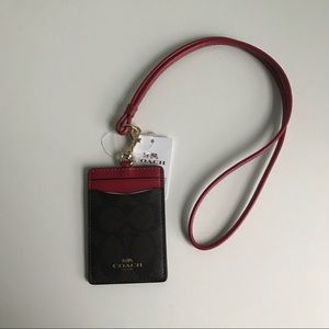 Coach Brown Ruby ID Lanyard in Signature Canvas